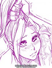 Hentai cartoons with beautiful young girls which are training to do blowjob