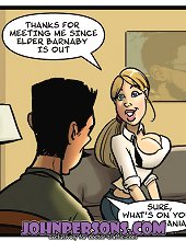 Busty office slut is interviewed with huge hard cock in great interracial John Person sex comics